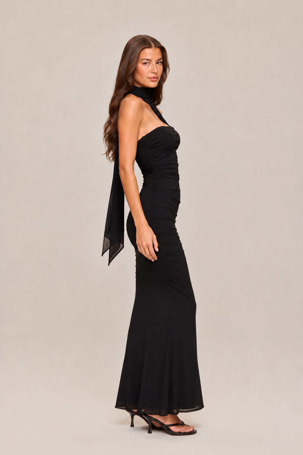 Alana Black One-Shoulder Maxi Dress — view 3