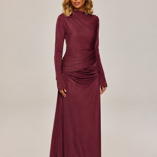 Elyna Burgundy Dress