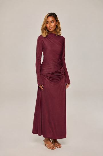 Elyna Burgundy Dress