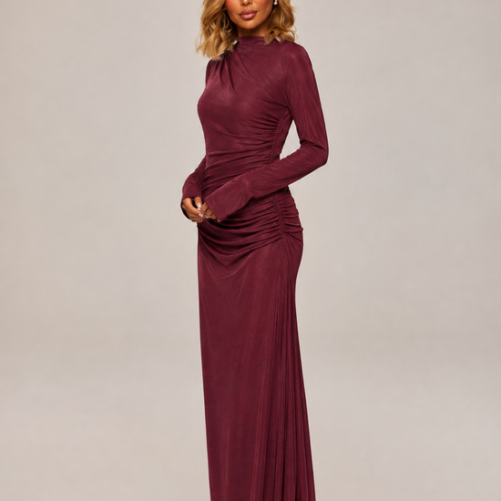 Elyna Burgundy Dress — view 2