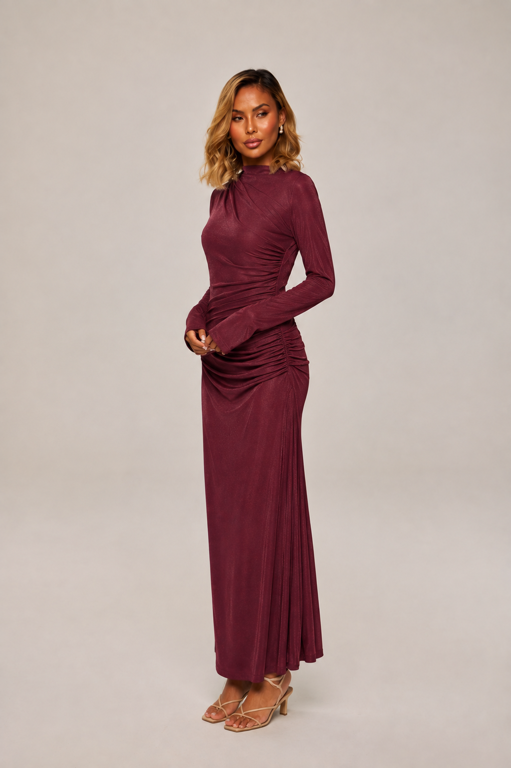 Elyna Burgundy Dress — view 2