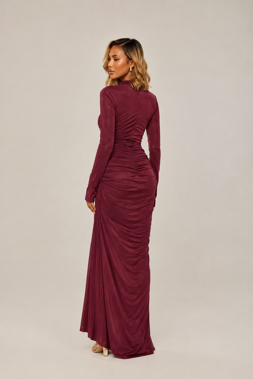 Elyna Burgundy Dress — view 3