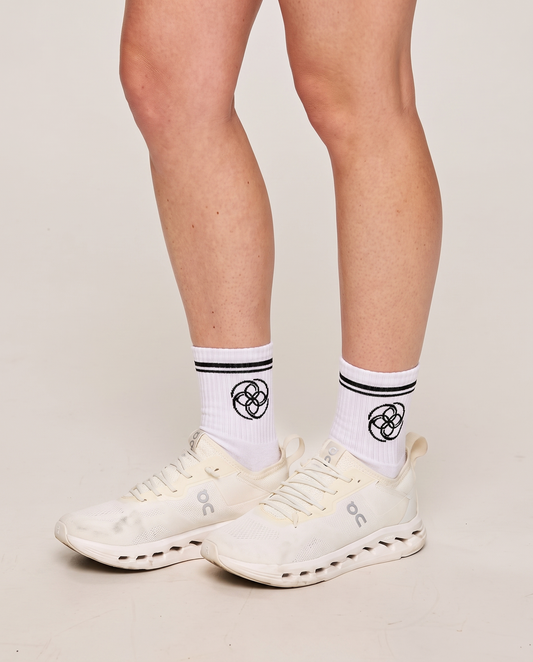 Unisex Half-Crew Throwback Sock - Logo in Black