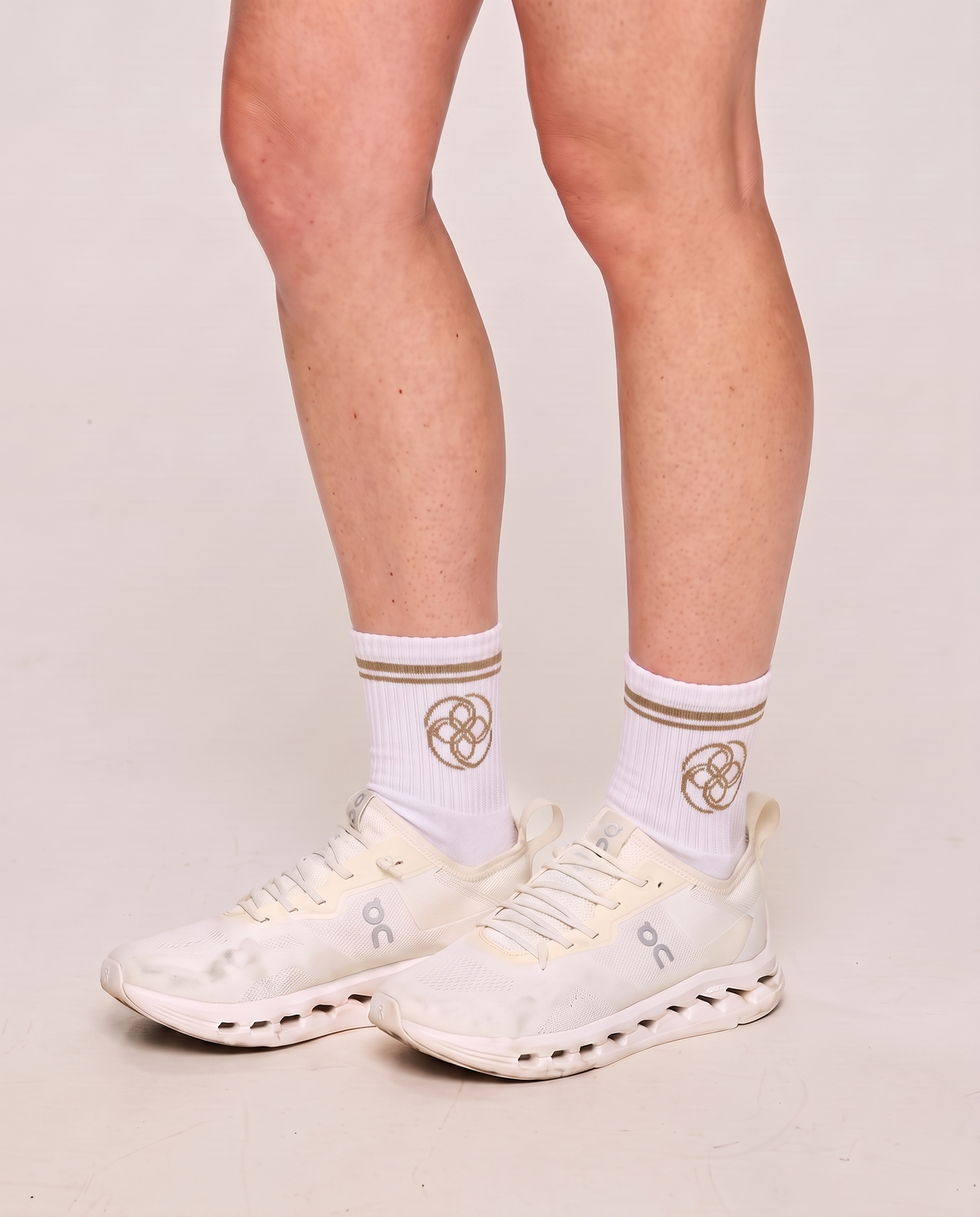 Unisex Half-Crew Throwback Sock - Logo in Khaki