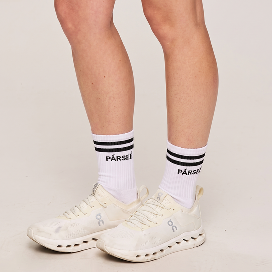 Unisex Half-Crew Throwback Sock - Wordmark in Black