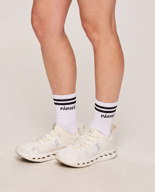 Unisex Half-Crew Throwback Sock - Wordmark in Black