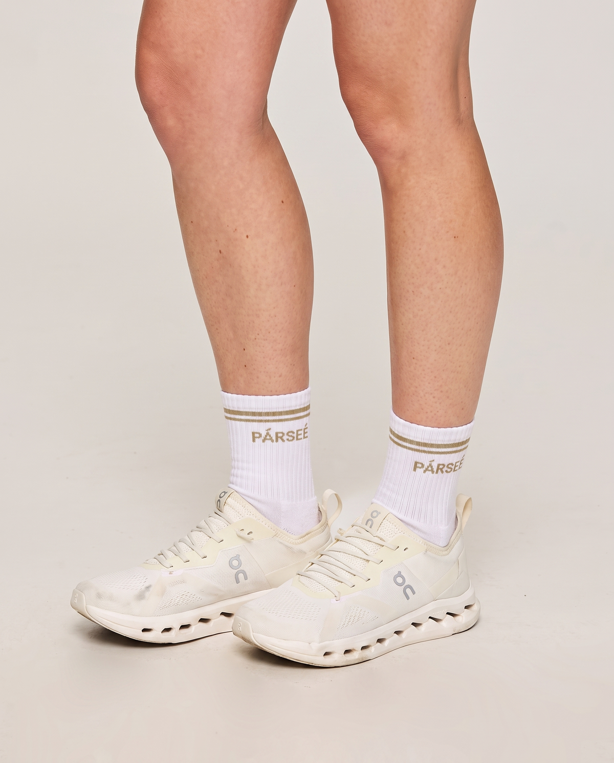Unisex Half-Crew Throwback Sock - Wordmark in Khaki